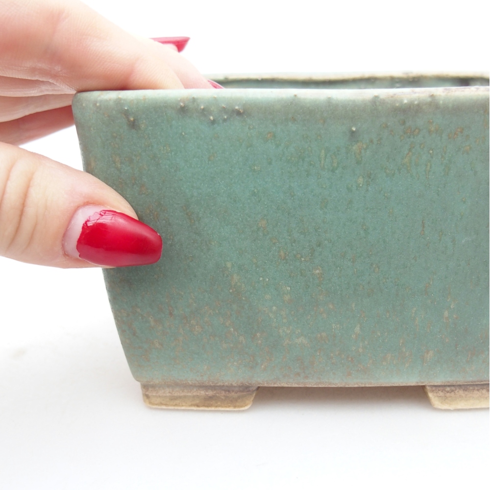 Ceramic bonsai bowl 11 x 11 x 7 cm, green