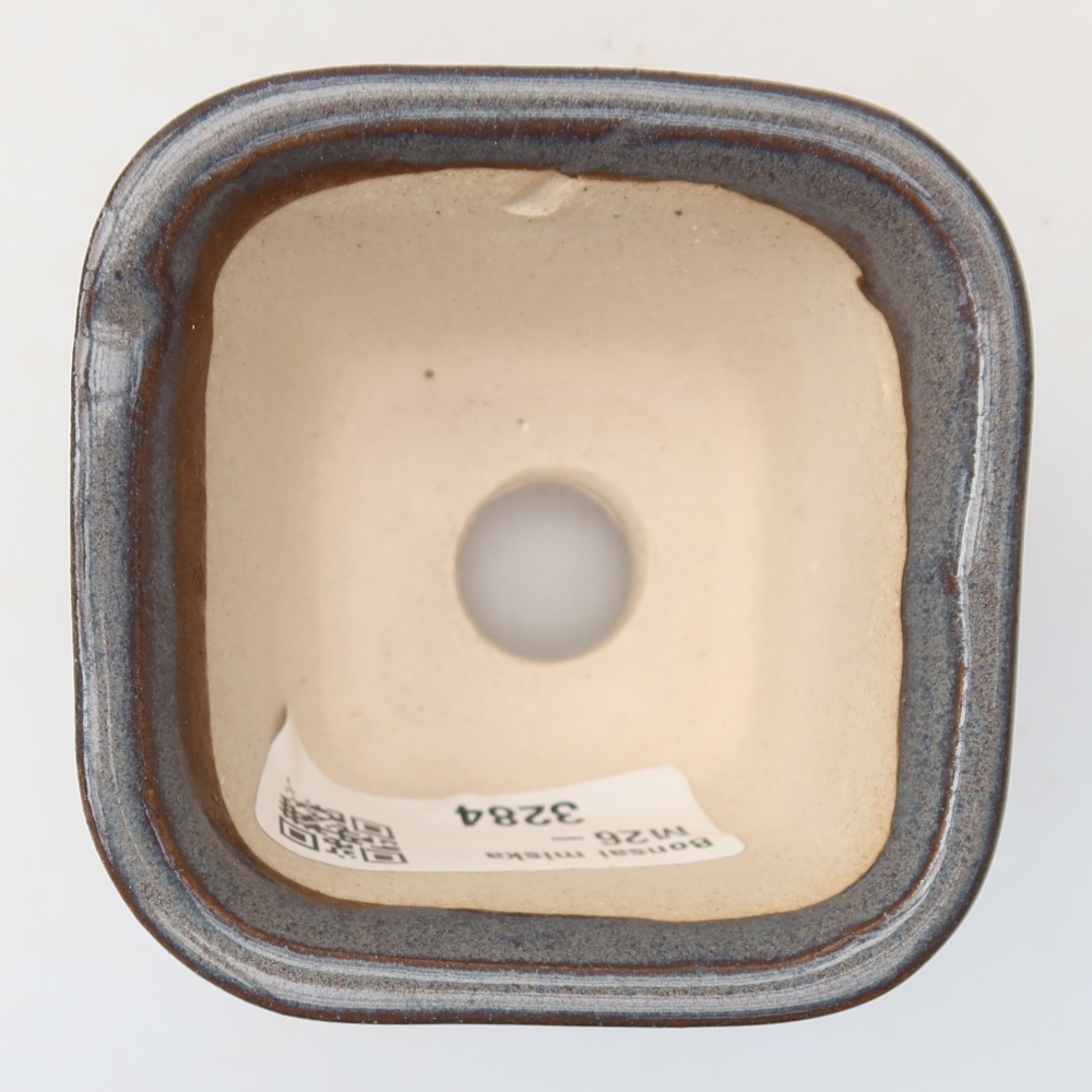 Ceramic bonsai pot, 6.5 x 6.5 x 5 cm, gray
