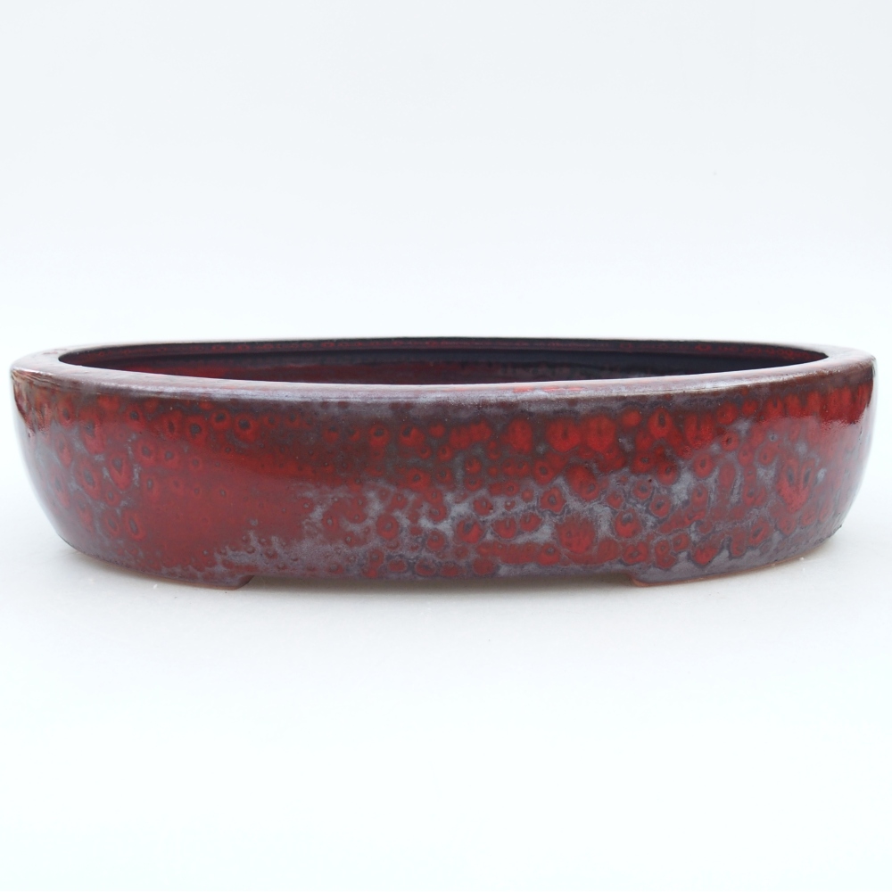 Ceramic bonsai bowl 26,5 x 21 x 5 cm, colour red