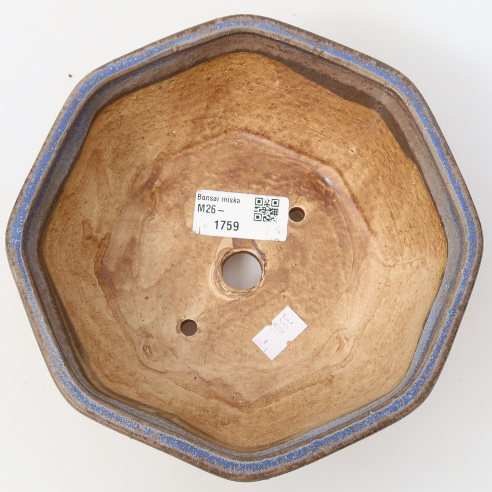 Ceramic bonsai pot, 17 x 16 x 6.5 cm, blue