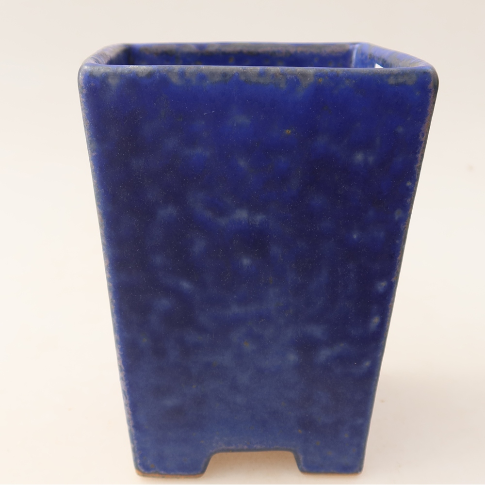 Ceramic bonsai pot, 9 x 9 x 12.5 cm, blue