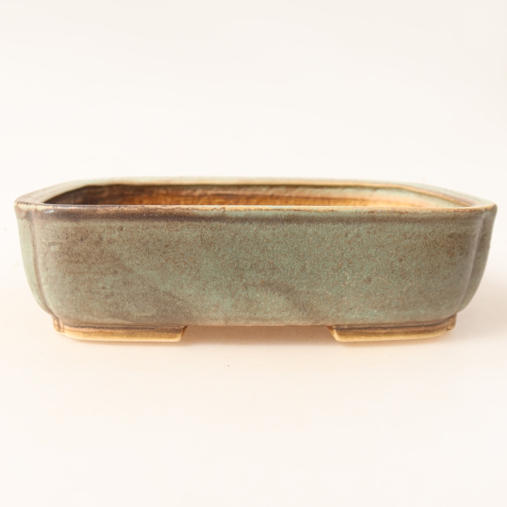 Ceramic bonsai pot, 18 x 14 x 4.5 cm, green