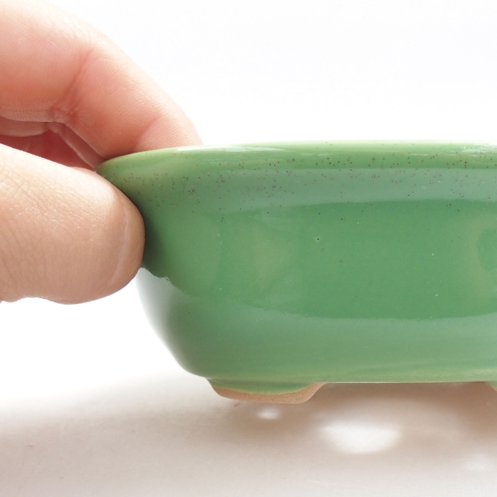 Ceramic bonsai bowl 11 x 9 x 4 cm, color green