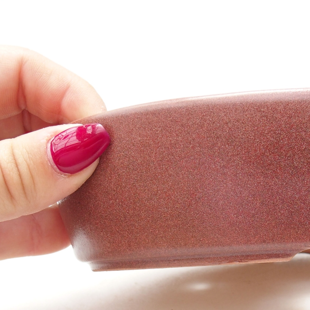 Ceramic bonsai bowl  16 x 11,5 x 4 cm, color burgundy