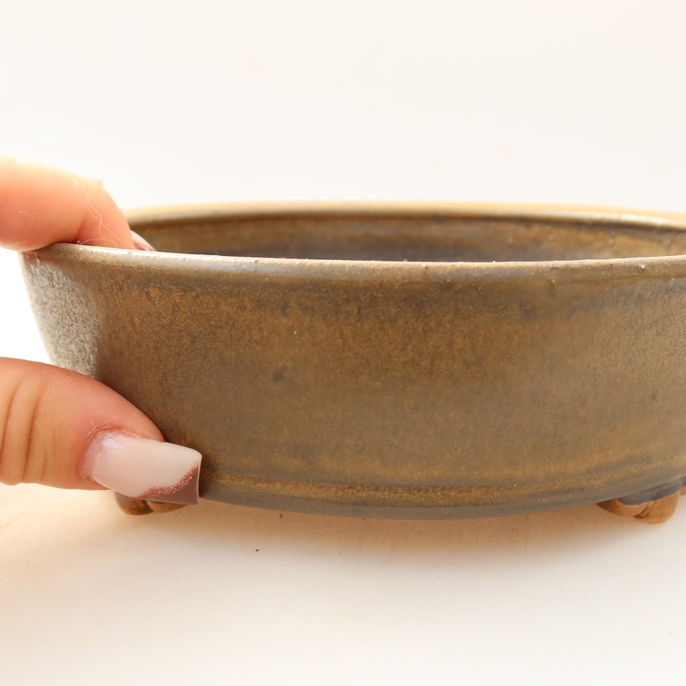 Ceramic bonsai bowl 15,5 x 15,5 x 5 cm, brown