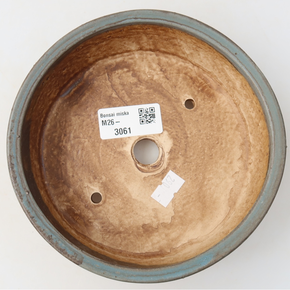 Ceramic bonsai pot, 15.5 x 15.5 x 5 cm, blue