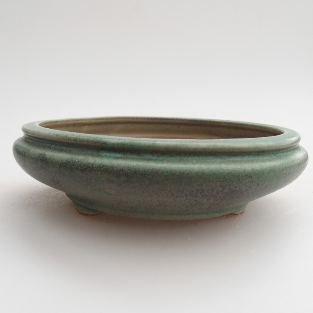 Ceramic bonsai bowl 15 x 15 x 4,5 cm, green