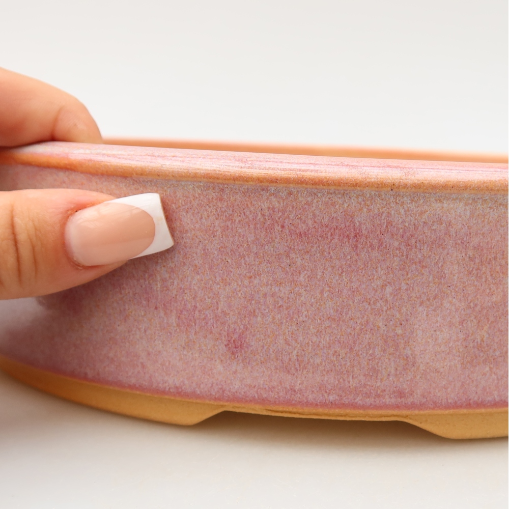 Ceramic bonsai pot, 24 x 24 x 6 cm, pink