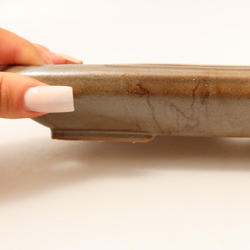 Ceramic bonsai bowl 24 x 17,5 x 4 cm, brown
