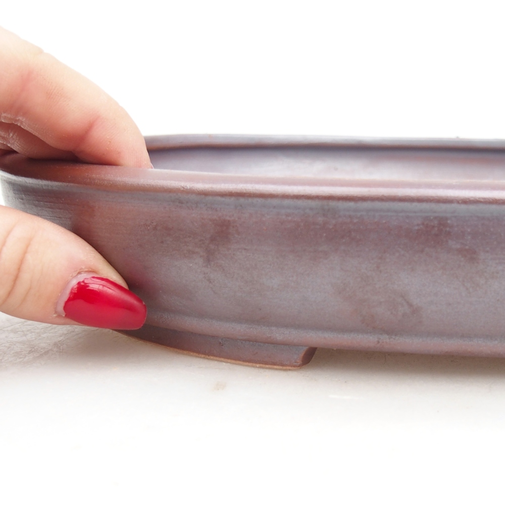 Ceramic bonsai bowl 24,5 x 20 x 4 cm, metal colour