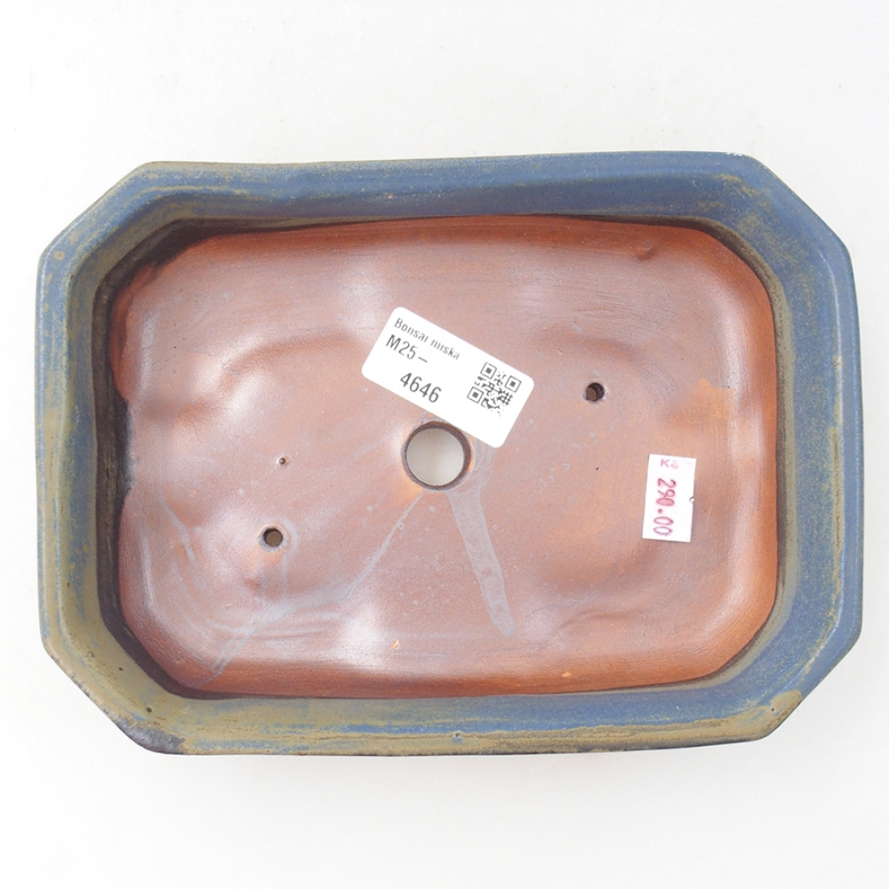 Ceramic bonsai bowl 19 x 13,5 x 4 cm, color blue
