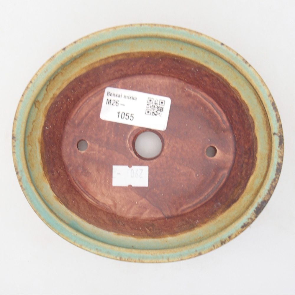 Ceramic bonsai bowl 14,5 x 12,5 x 4 cm, green