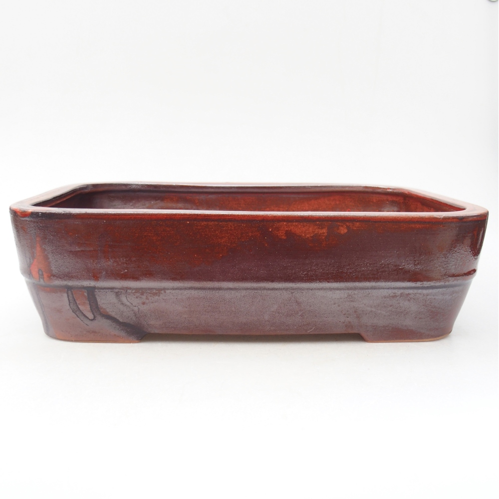 Ceramic bonsai bowl 27,5 x 20,5 x 7,5 cm, colour red