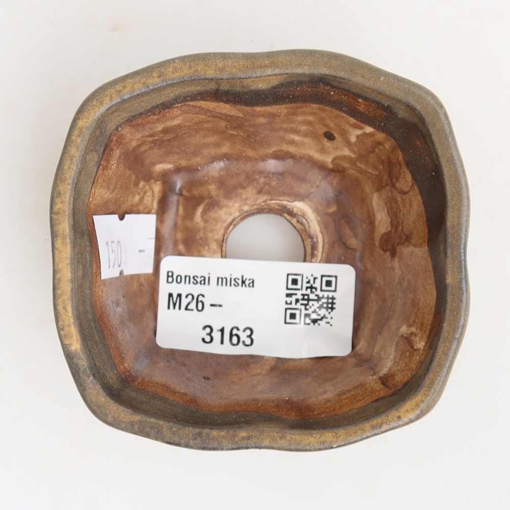 Ceramic bonsai pot, 7 x 7 x 3.5 cm, brown