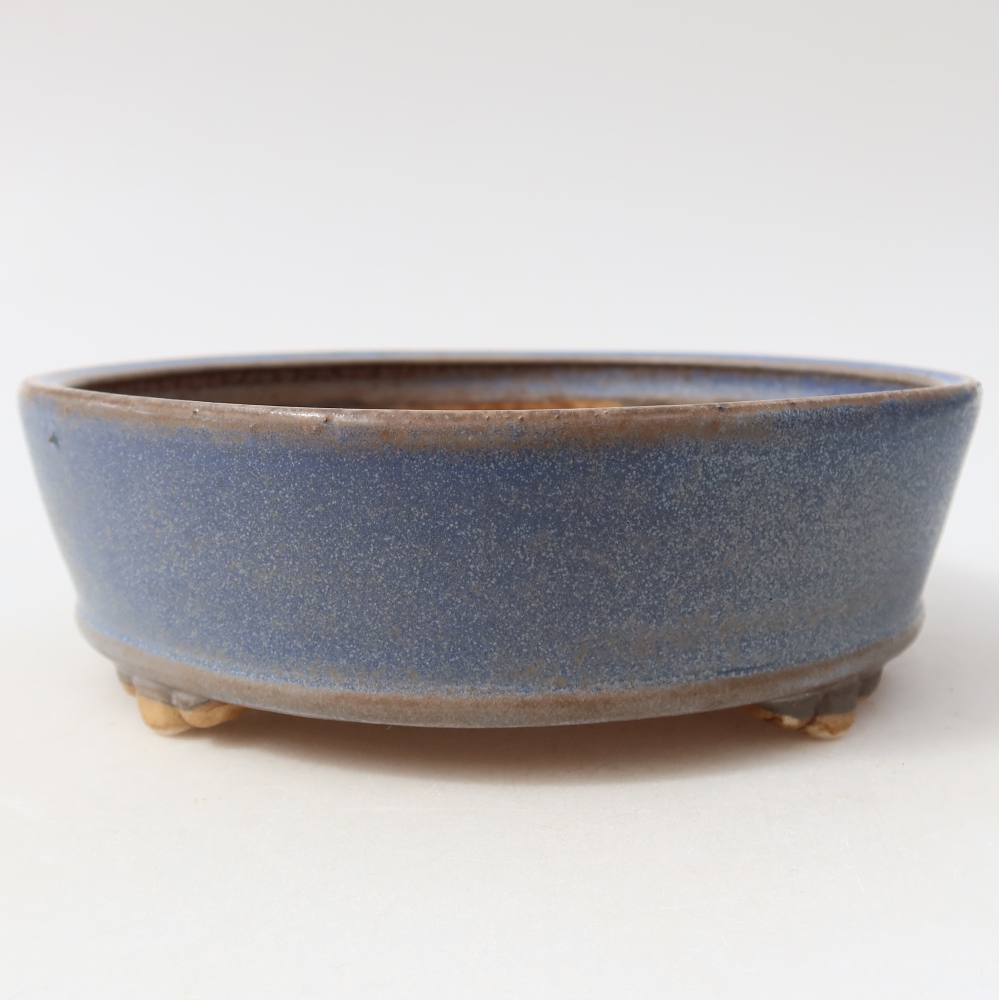 Ceramic bonsai pot, 15.5 x 15.5 x 5 cm, blue
