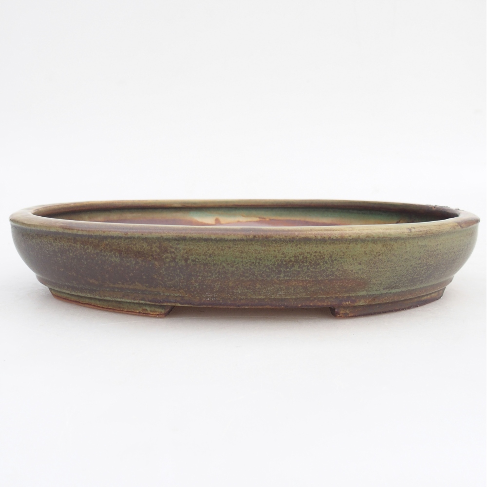 Ceramic bonsai bowl 24 x 20 x 4 cm, green