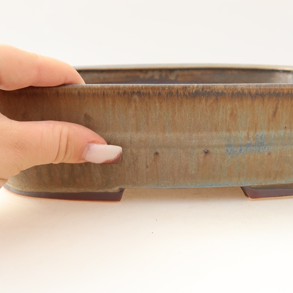 Ceramic bonsai pot, 24.5 x 21 x 6.5 cm, blue