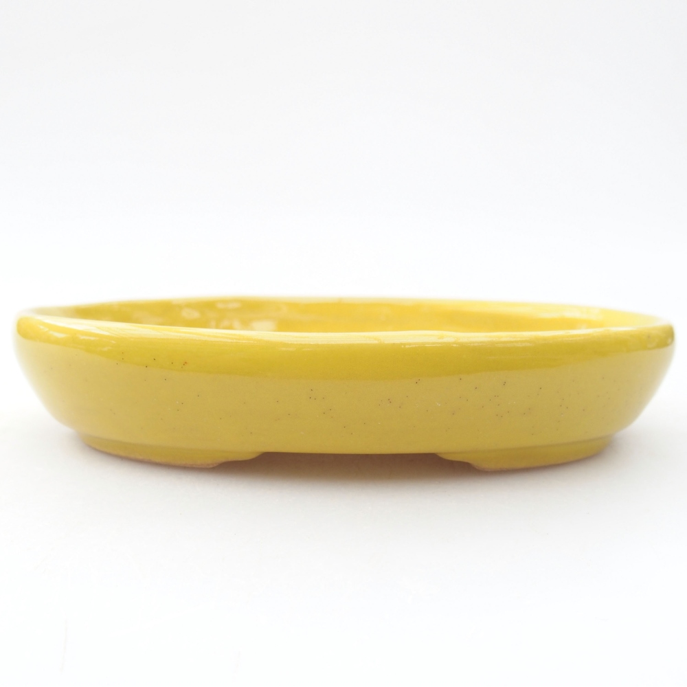Ceramic bonsai bowl  13 x 10 x 2,5 cm, color yellow