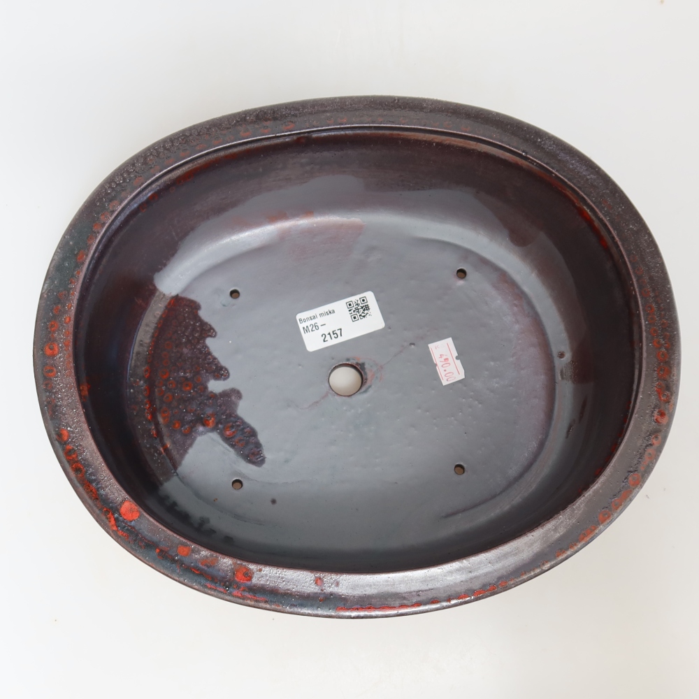Ceramic bonsai pot, 26 x 22 x 8 cm, metallic red