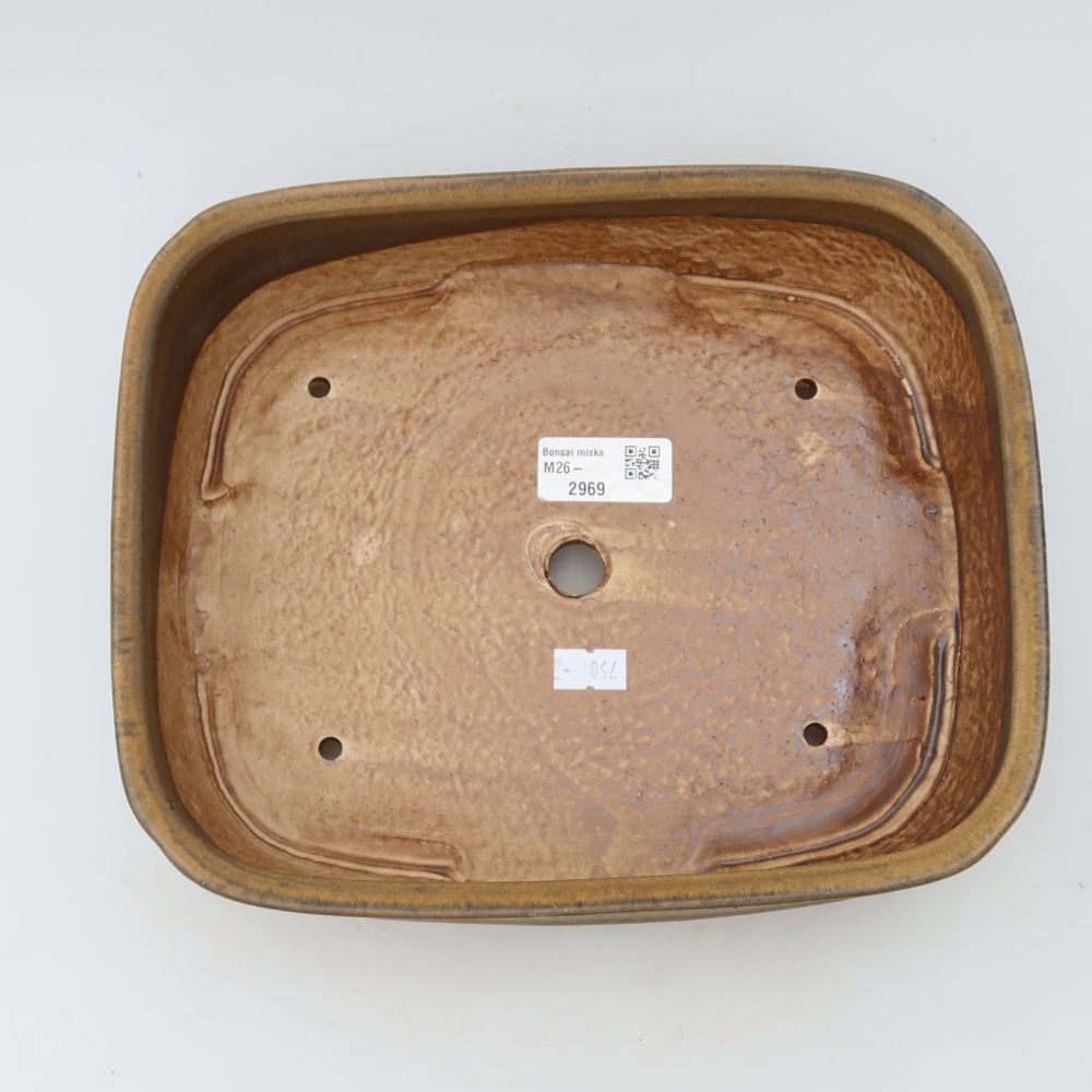 Ceramic bonsai pot, 24.5 x 20.5 x 6.5 cm, brown