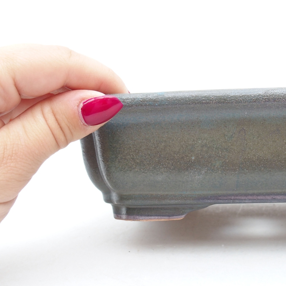 Ceramic bonsai bowl 18 x 13,5 x 5 cm, color gray