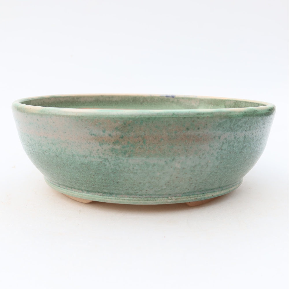 Ceramic bonsai pot, 18 x 18 x 6 cm, green