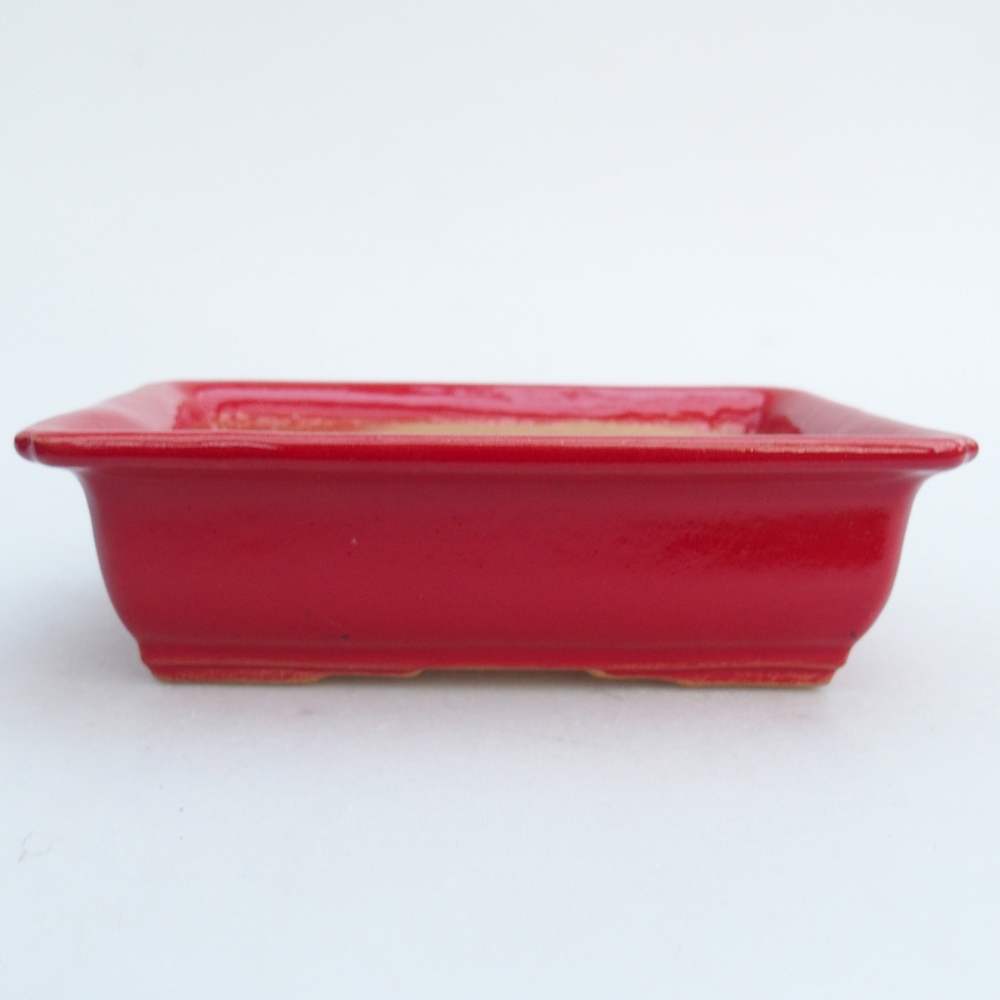 Ceramic bonsai bowl 14 x 10,5 x 4 cm, colour red