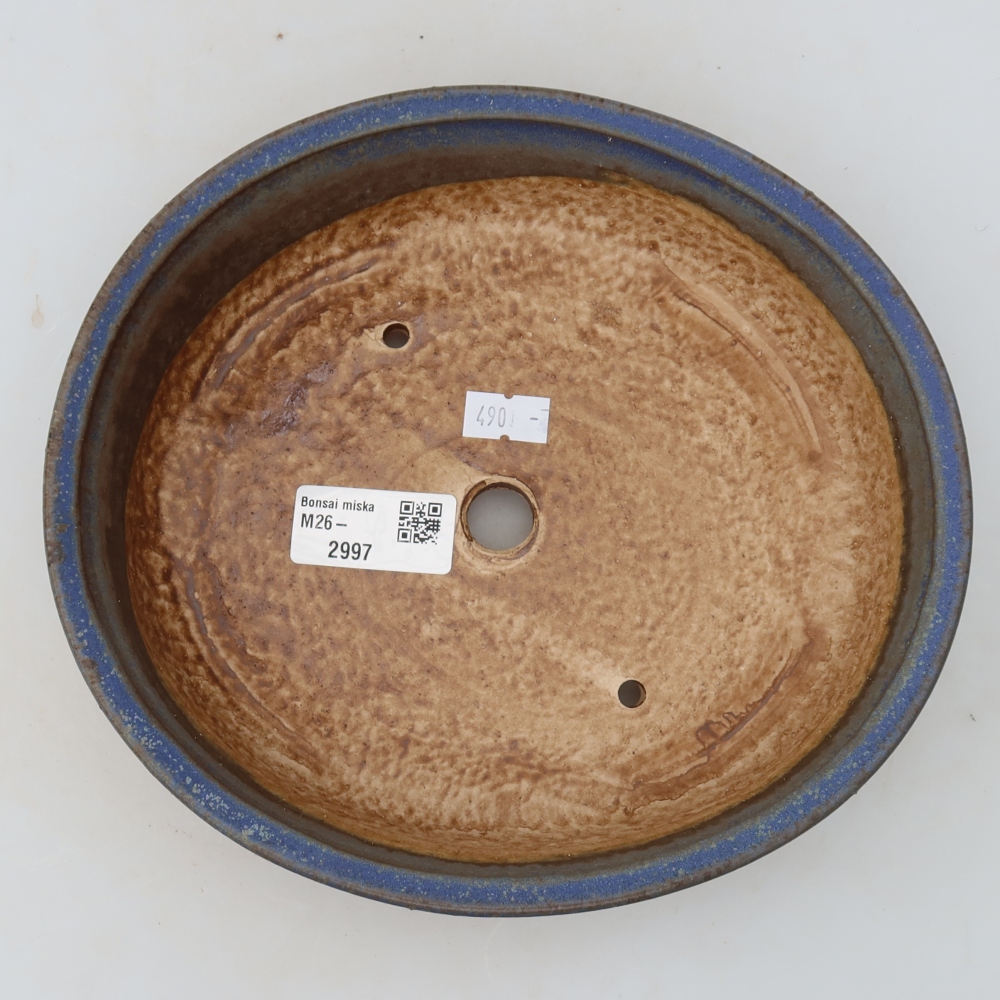 Ceramic bonsai pot, 21 x 19.5 x 5 cm, blue