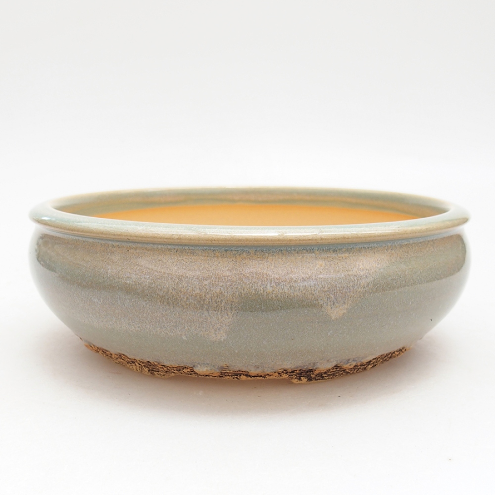 Ceramic bonsai pot 17.5 x 17.5 x 6 cm, green