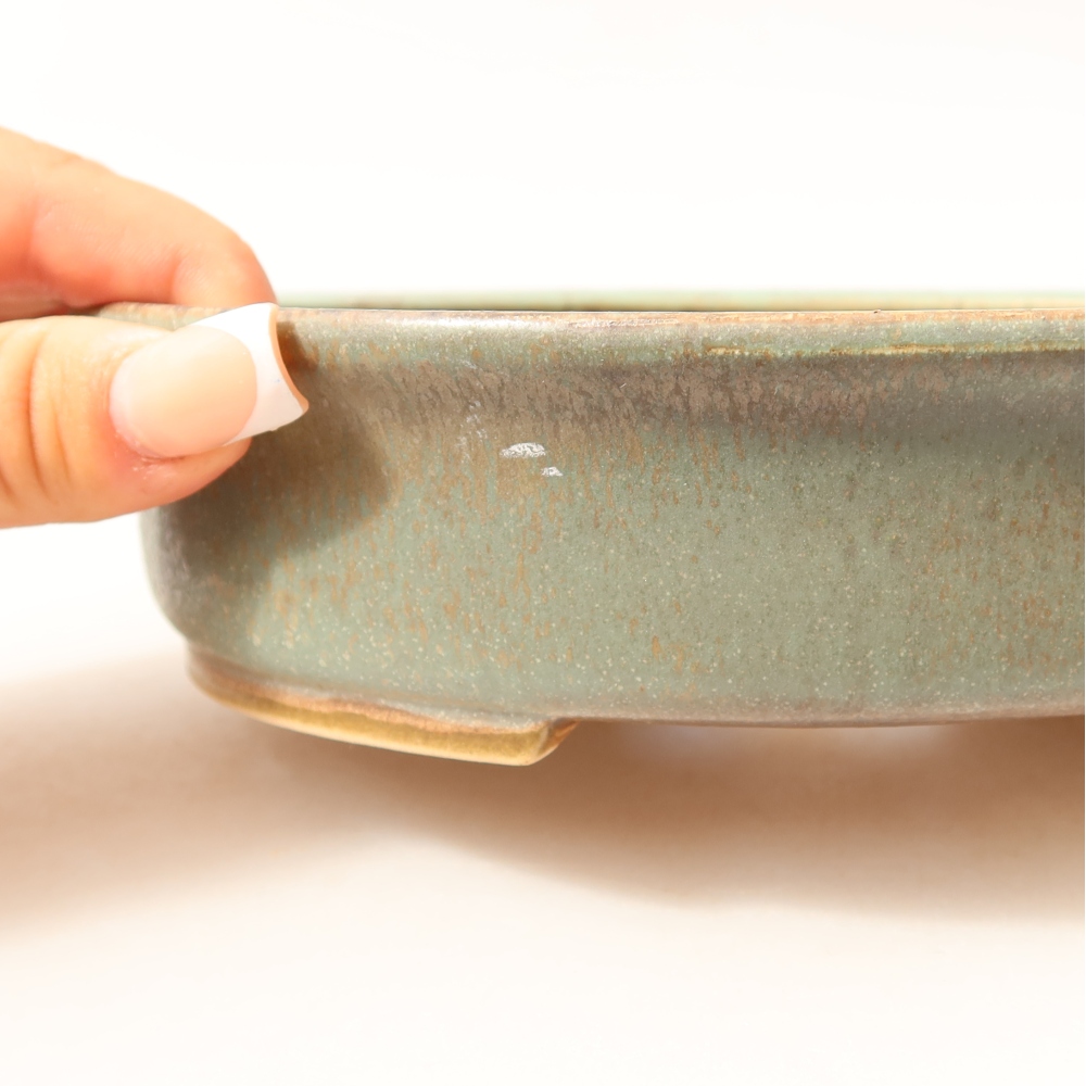 Ceramic bonsai pot, 18 x 16.5 x 4.5 cm, green