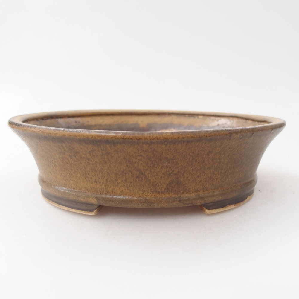 Ceramic bonsai bowl 17,5 x 16 x 4,5 cm, brown