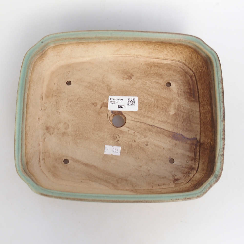 Ceramic bonsai bowl 25 x 21,5 x 6,5 cm, green