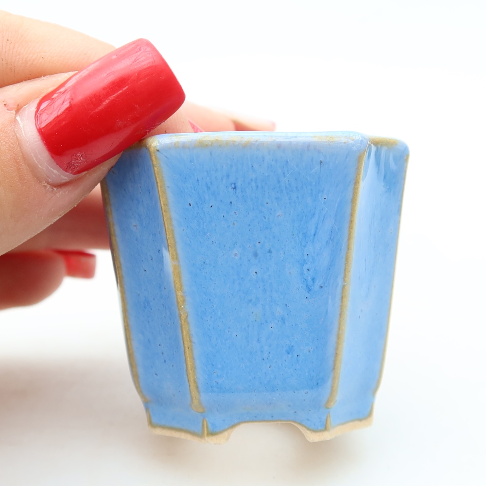 Ceramic bonsai pot, 4 x 4 x 4 cm, blue