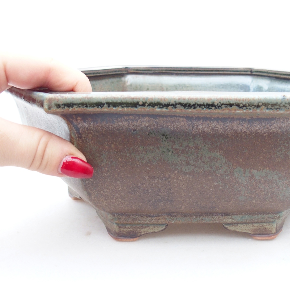 Ceramic bonsai bowl 28 x 24,5 x 9 cm, green