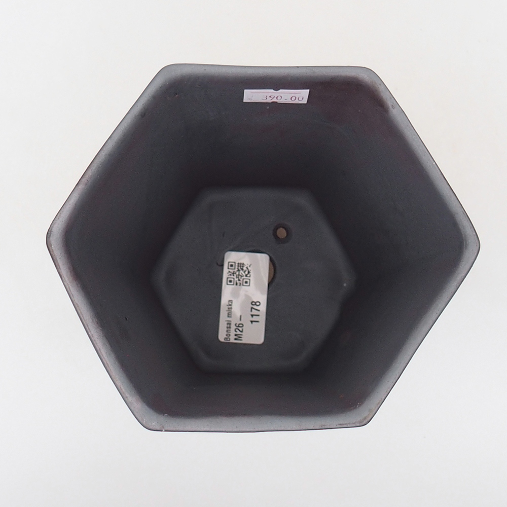 Ceramic bonsai bowl 13 x 11,5 x 17 cm, metal colour