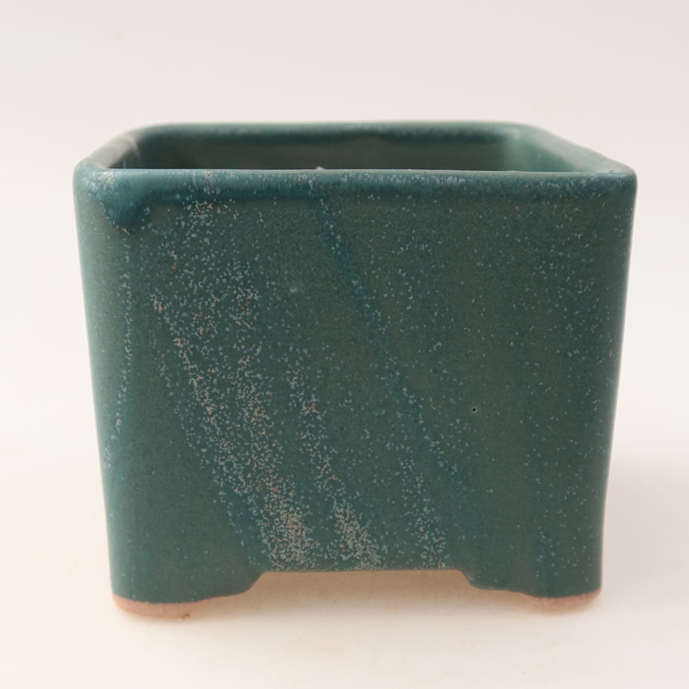 Ceramic bonsai bowl 10 x 10 x 8 cm, colour blue