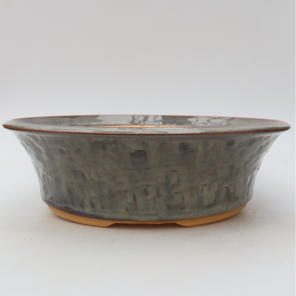 Ceramic bonsai pot, 26.5 x 26.5 x 8 cm, gray
