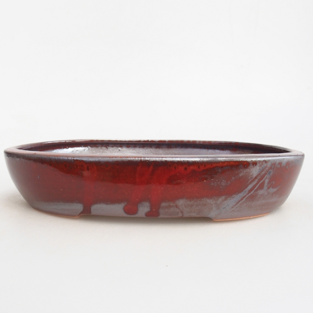 Ceramic bonsai bowl 22 x 17 x 4 cm, colour red