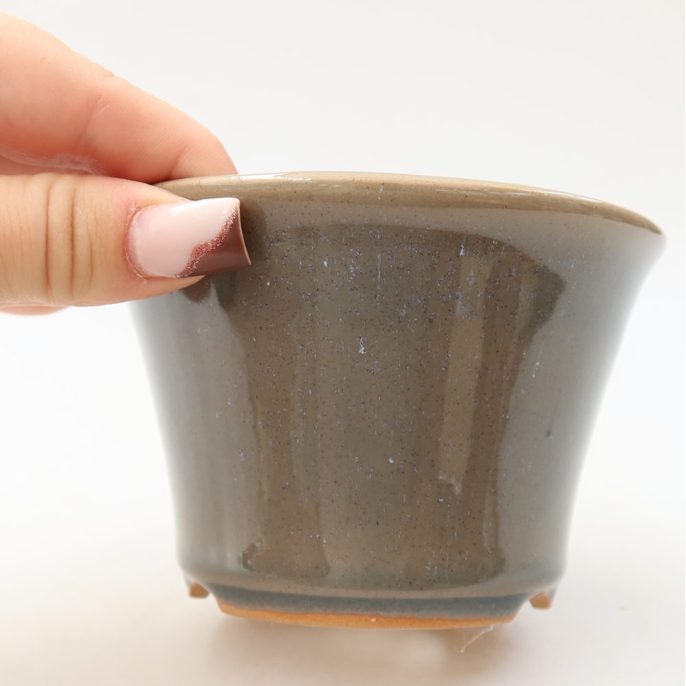 Ceramic bonsai pot, 11 x 11 x 7 cm, gray