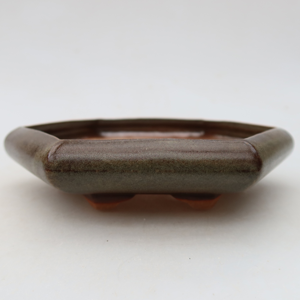 Ceramic bonsai pot, 17 x 15 x 4 cm, brown