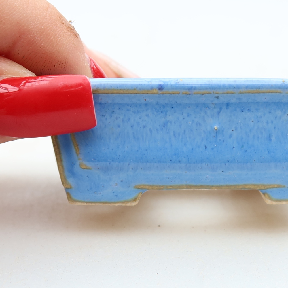 Ceramic bonsai pot, 6.5 x 6.5 x 2.5 cm, blue