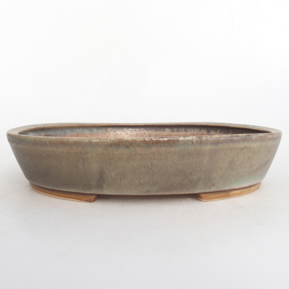 Ceramic bonsai bowl 22,5 x 20 x 4,5 cm, green