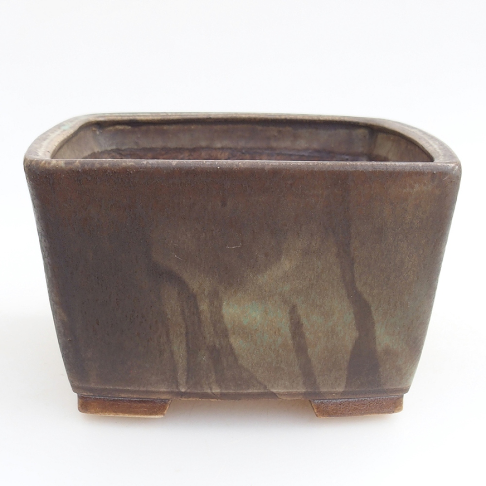 Ceramic bonsai bowl 15 x 15 x 9,5 cm, color green