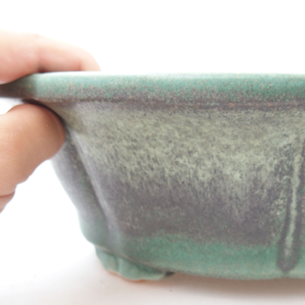 Ceramic bonsai bowl 26 x 26 x 8,5 cm, color green