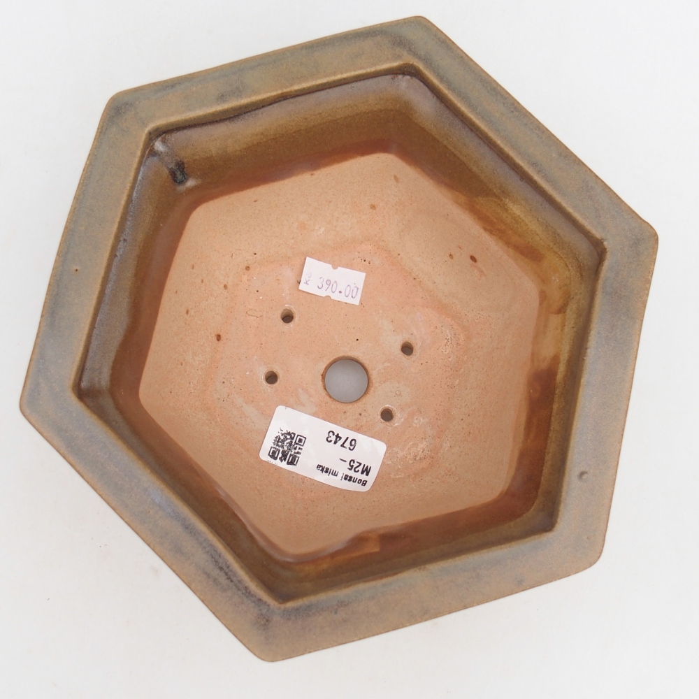 Ceramic bonsai bowl 18,5 x 16,5 x 9 cm, brown