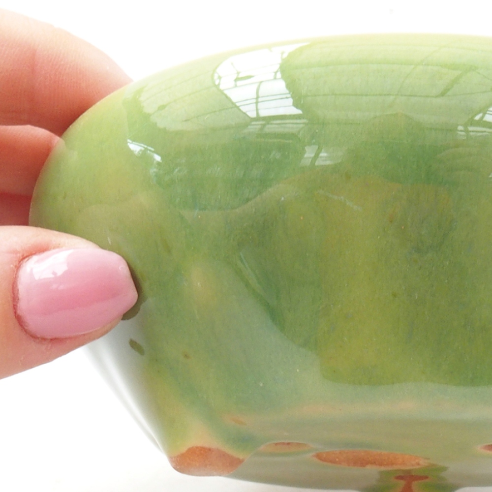 Ceramic bonsai bowl 11 x 11 x 5 cm, color green