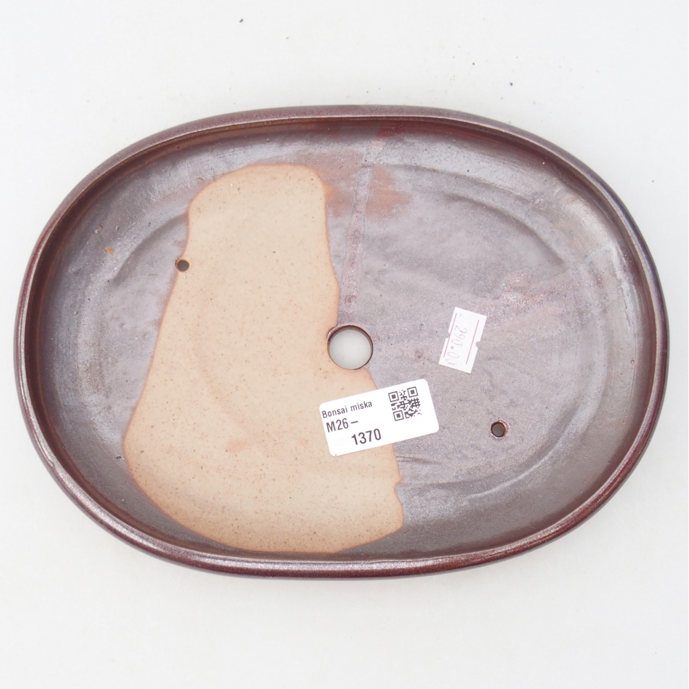 Ceramic bonsai bowl 22,5 x 16,5 x 3 cm, burgundy