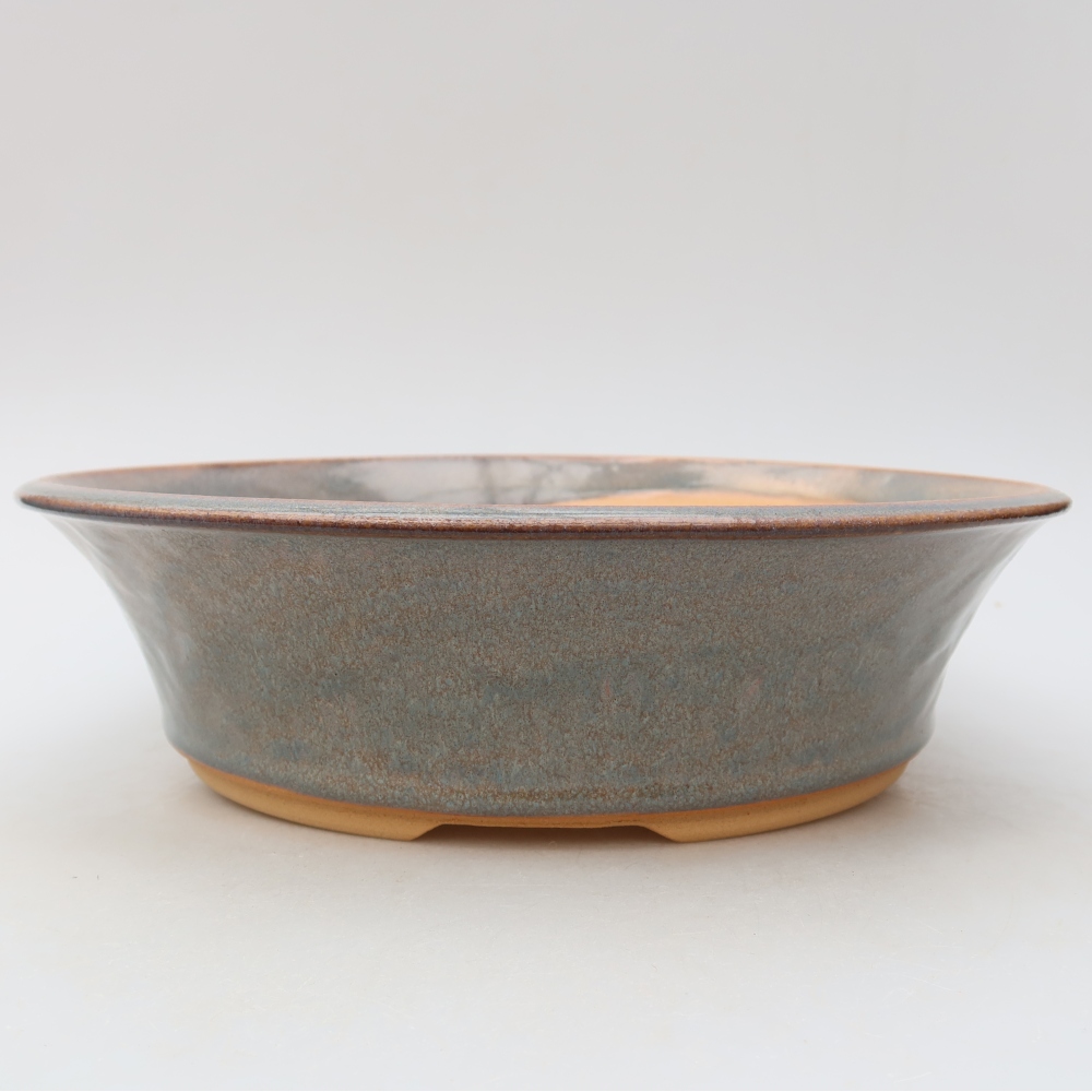 Ceramic bonsai pot, 26.5 x 26.5 x 7 cm, gray