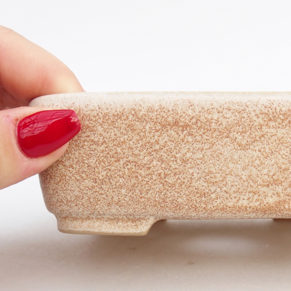 Ceramic bonsai bowl 12,5 x 9,5 x 3,5 cm, colour beige