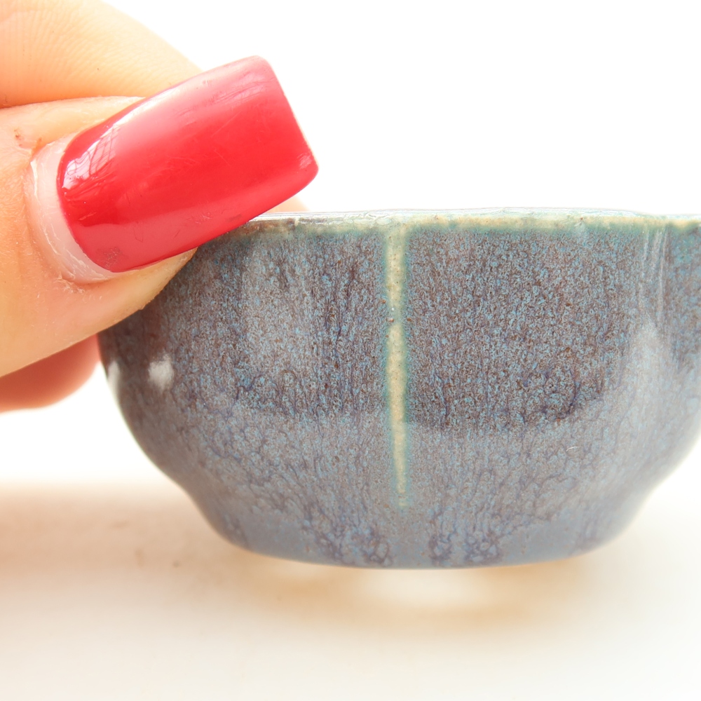Ceramic bonsai pot, 6 x 6 x 3 cm, gray